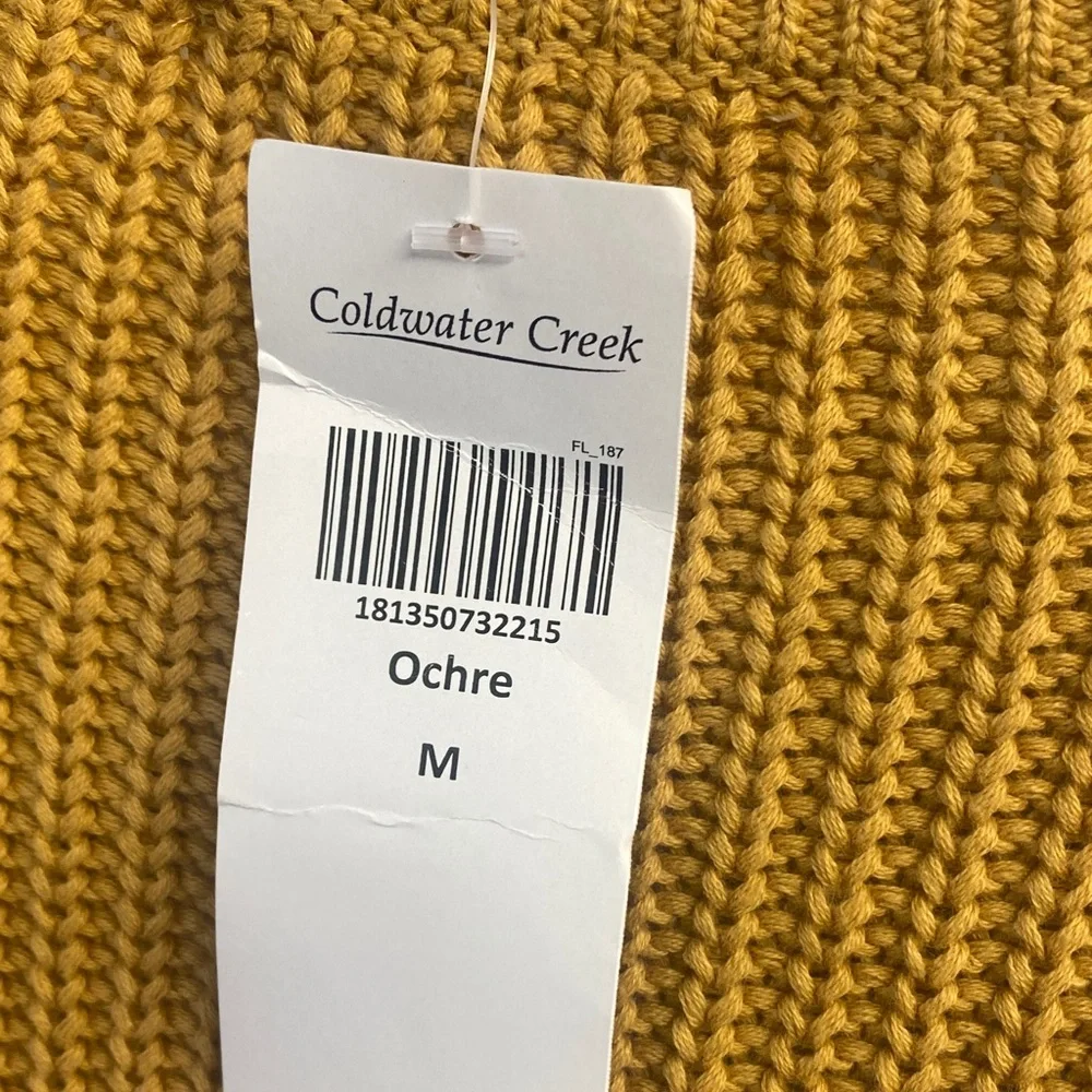 *Coldwater Creek - 100% cotton- Mustard color- scoop Neck Sweater - M